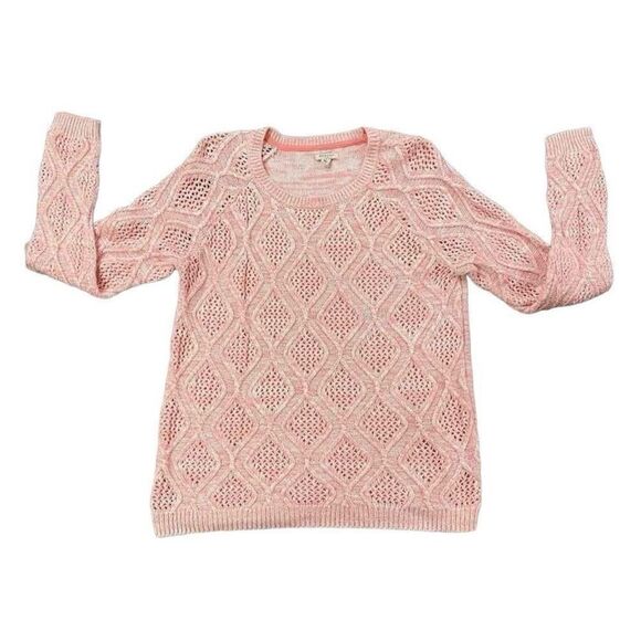 Sonoma Goods For Life Pink Marled Cable Knit Damask Pattern Sweater Size Large - Picture 7 of 12
